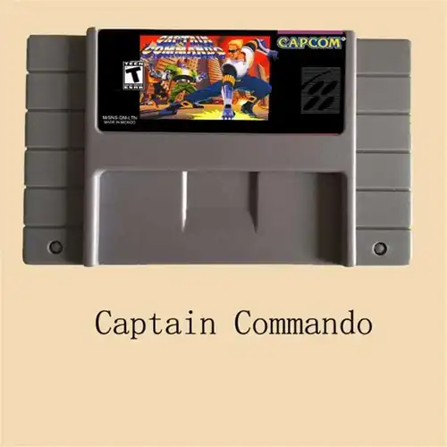 Tarjeta de juego gris grande de 16 bits Captain Commando para jugador de juegos NTSC de EE. UU.