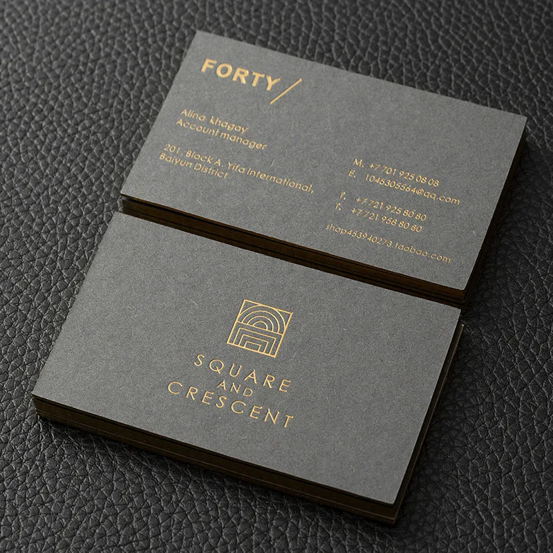 Custom Black Cardstock Business Cards Gold Foil Stamping Specialty Paper Printing Custom Gold Edge Visiting Name Cards