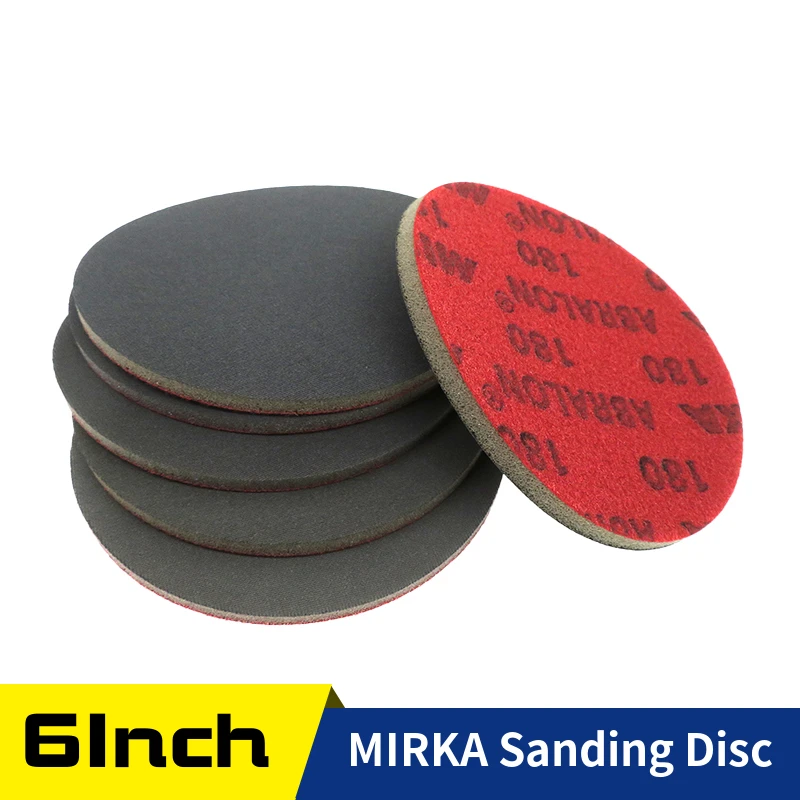 Abralon Mirka Sandpaper 6Inch Wet Dry Foam Sponge Sanding Disc 150mm Hook &Loop 180-4000Grit for Automotive Polishing Grinding