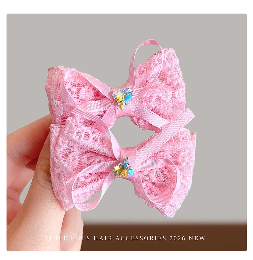 2026 Neue Mode Rosa Prinzessinnen-Schleifen-Blumen-Haarset Hochelastisch Haarschonend Lange Quasten Haaraccessoires für Mädchen Kinder Geschenk – Detail 7