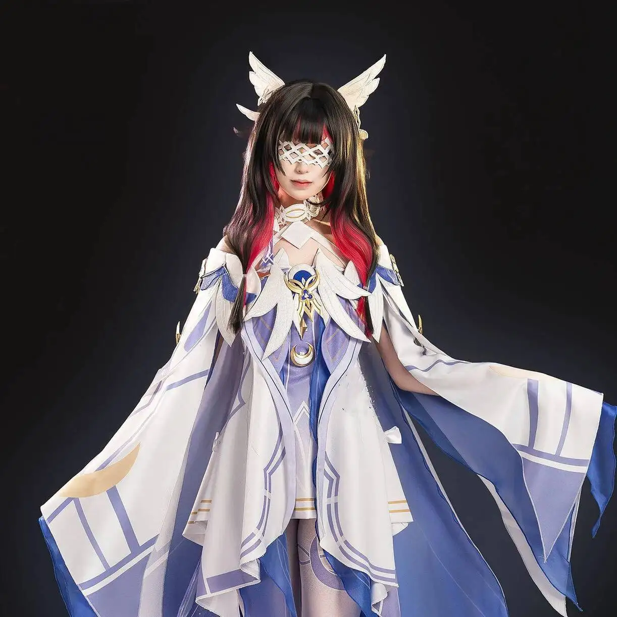 

Anime Genshin Impact Cosplay Women Columbina Suit Headwear Eye Mask Acg Halloween Party Uniforms Costume Set