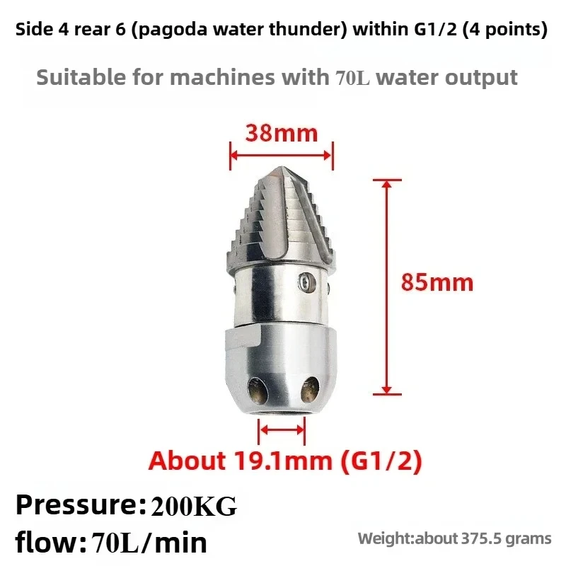 1/2'' Female Thread High-Pressure 360Degree Rotary Drain Cleaning Jet Nozzle New Condition