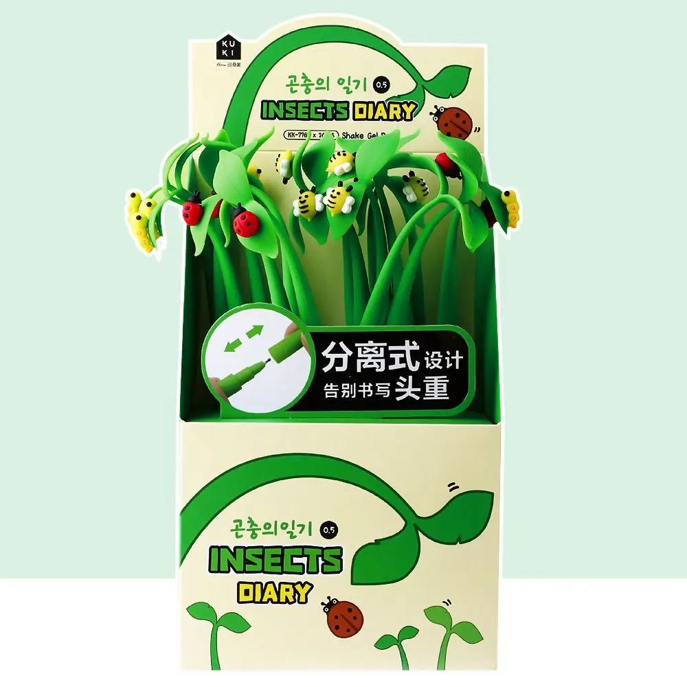 ST Nib Flowers Insects Leaves Pen Black Ink 0.5mm Soft Rubber Dancing Gel Pen Quick-Drying Writing Smoothly Signature Pen
