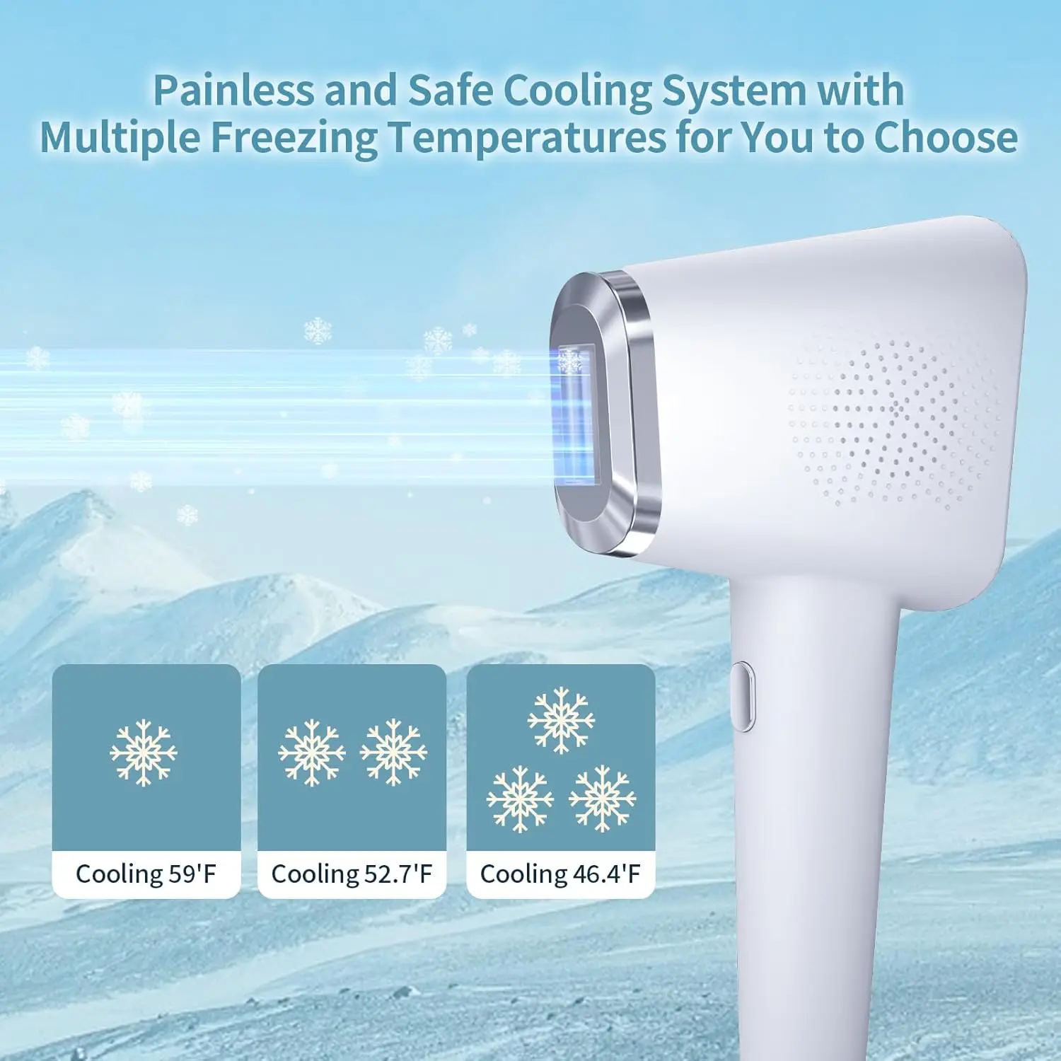 جهاز إزالة الشعر IPL للنساء والرجال، 3 في 1 غير مؤلم في الاستخدام المنزلي، تبريد الوجه، الذراعين، الساقين، خط البيكيني - هدية مثالية