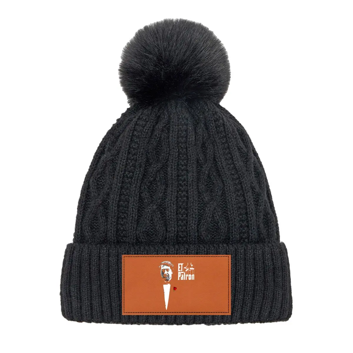 Man with Red Rose Unisex Pompom Knit Hat New Year Gift Party Wear