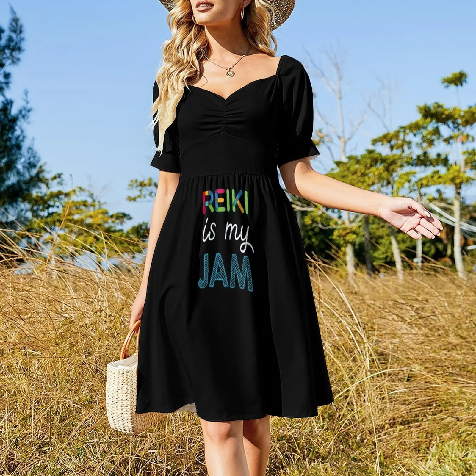 Reiki is my Jam. Funny Reiki Design Short-Sleeved Dress Woman dresses beach outfits for women Woman fashion