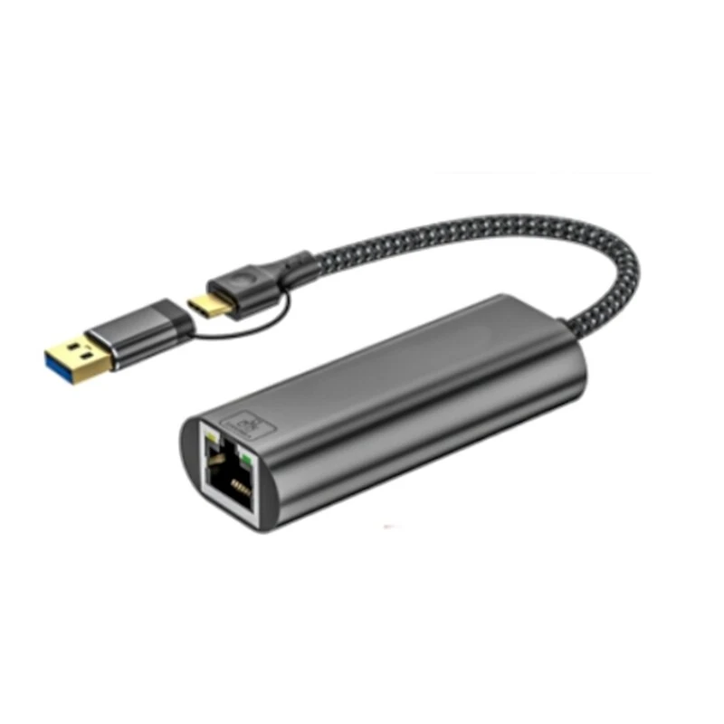 Z USB+Type C to RJ45 2.5Gbps Gigabit Ethernet Networking for Laptop PC Desktop