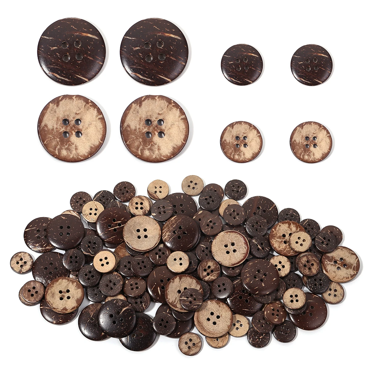 30-100pcs/lot Natural Coconut Shell Buttons 4 Holes Sewing Buttons Round Wood Button For Clothes Crafts Decorative Accessories