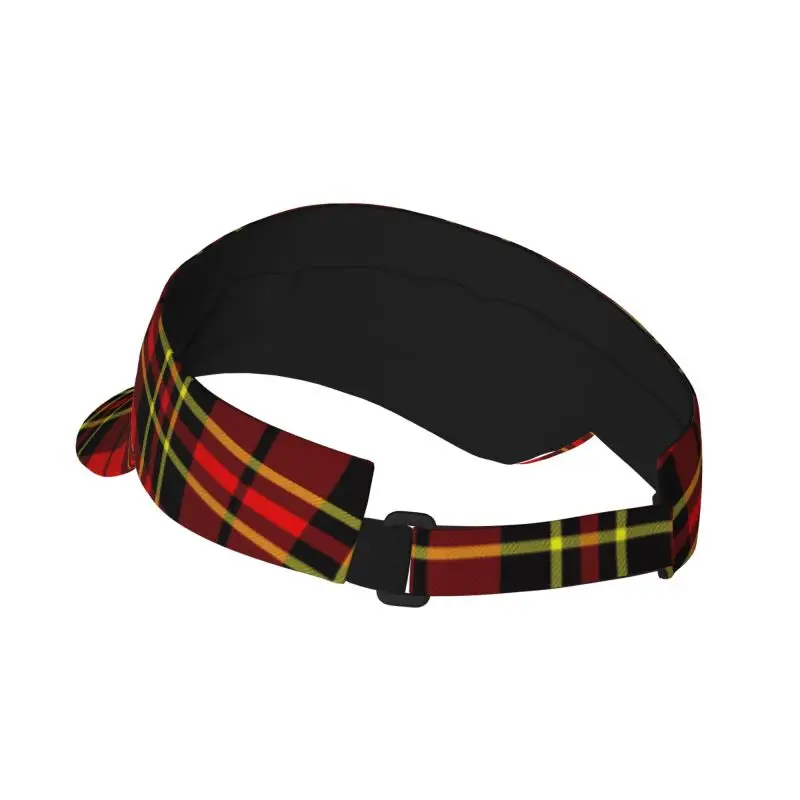 Red Black Tartan Check Scottish Print Sun Sports Visor Hats Summer Adjustable Beach Cap Outdoor Sports Sun Visor Hat for Women