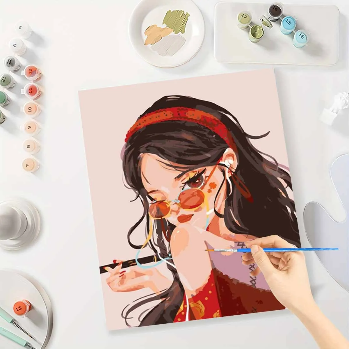 Frameless 1pcs  Canvas Painting Kits for Adults Who Are Starting Out, Featuring a 'Fashionable Girl' Oil Painting Kit. These  Pa