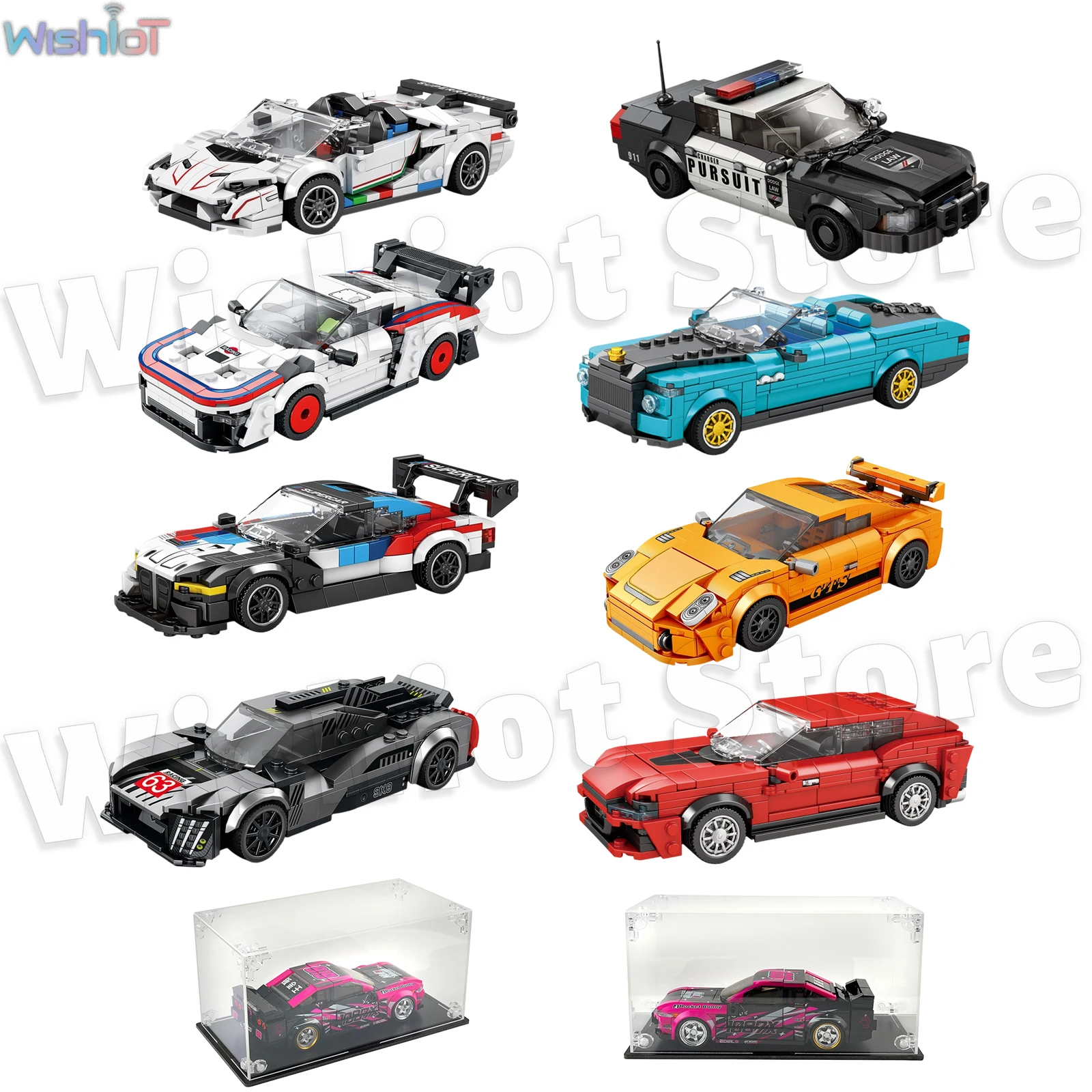

Reobrix Mini Sports Car Series Building Blocks Supercar Model MOC Classic Racing Cars Collecting Toy Ornaments Boys Holiday Gift