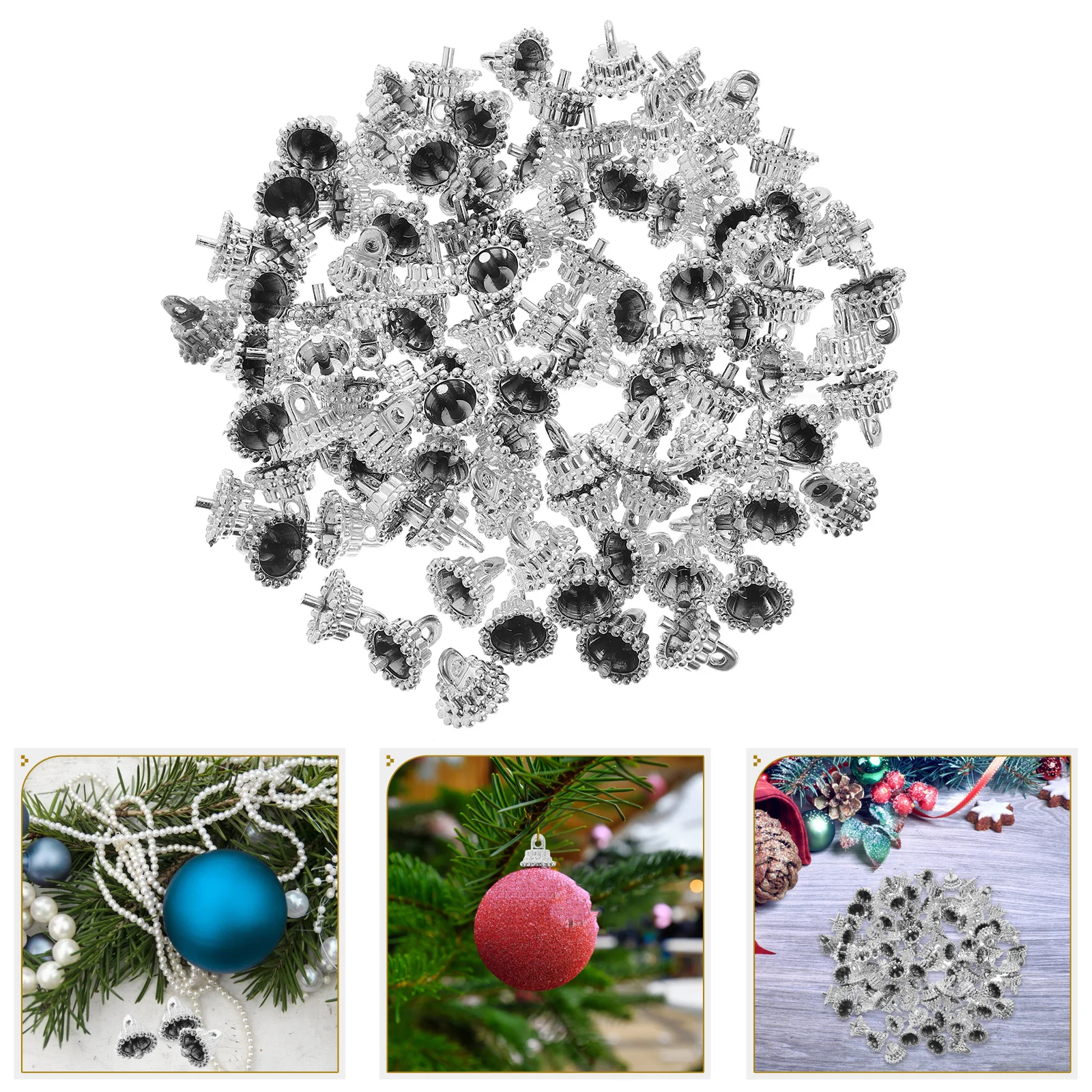 100 Pcs Christmas Ball Cap Decoration DIY Ornament Materials Xmas Tree Party Supplies Embossed Craft Replacement Light Bulbs