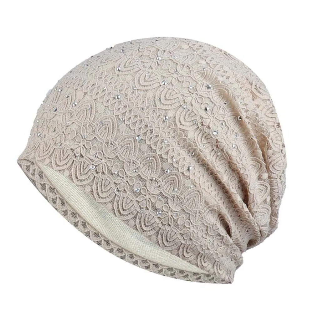 Pullover-Mütze, weiche Spitzenmütze, Mützen im ethnischen Stil, winddichte, warme Mütze, Nachtmütze, bequeme Hijab-Turban-Mütze, Herbst, Frühling – Detail 3