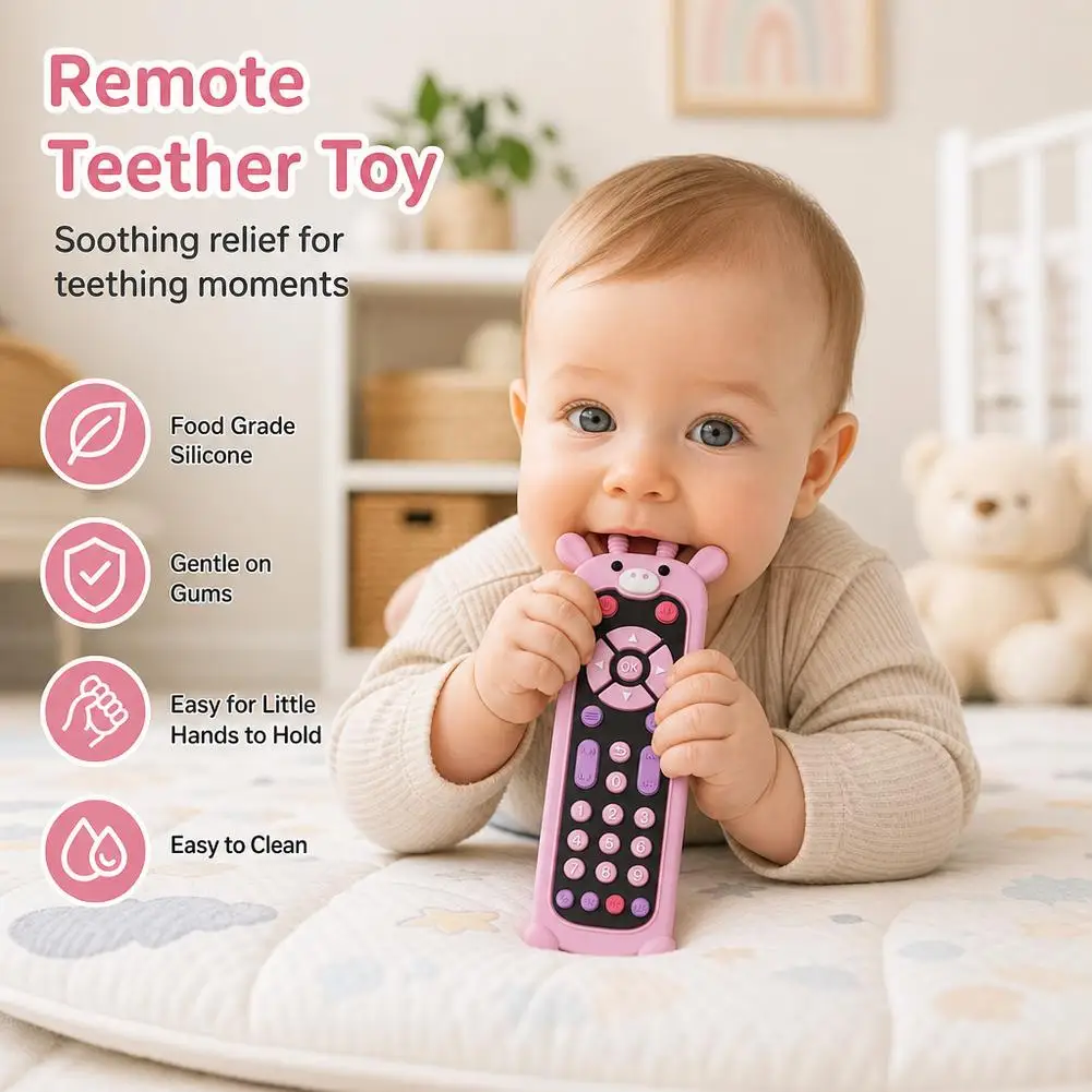 Silicone Remote Control Teething Toy Interactive Toy for Instant Teething Relief, Babies & Toddlers Baby Toys for 1 2 3 Year Old