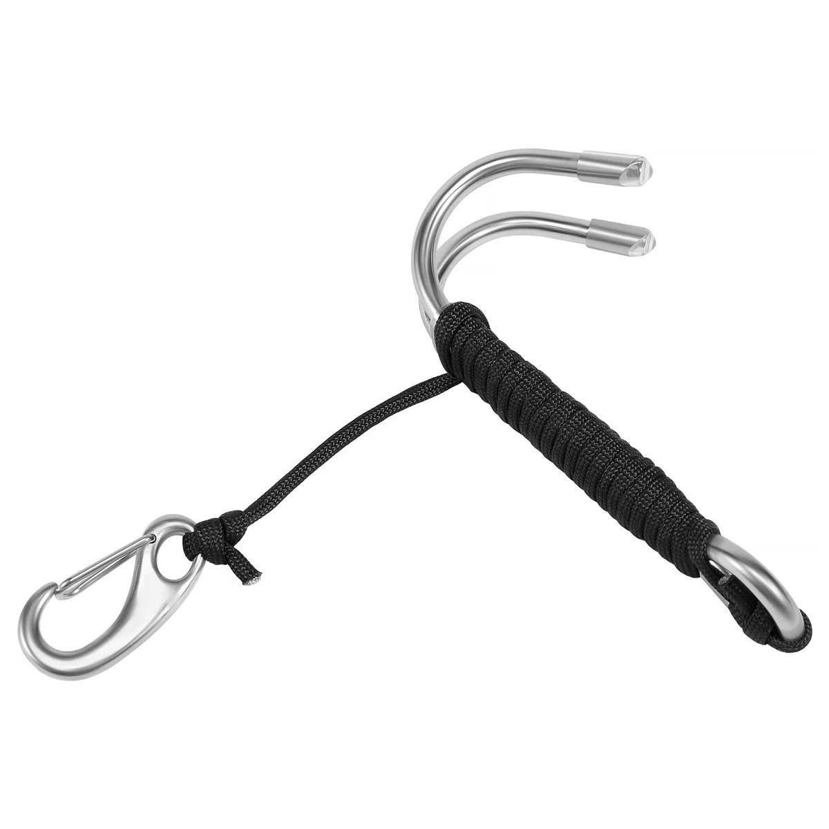 Scuba Diving Double Dual Stainless Steel Reef Drift Hook with Line and Clips Hook for Current Dive Underwater,Black