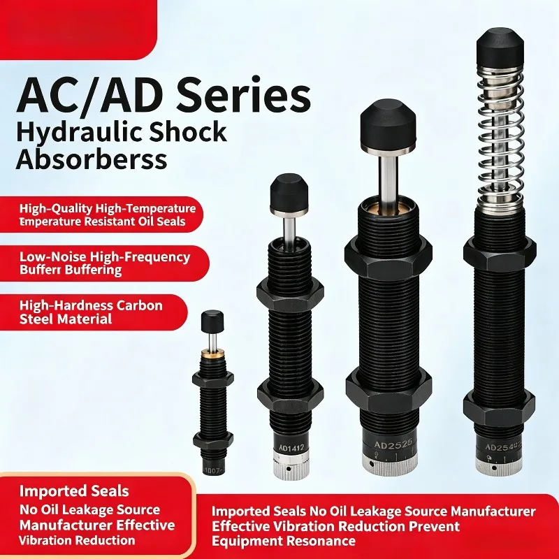 AD Series Hydraulic Shock Absorber Adjustable Oil Pressure Buffer AD1410/12/25/1612/2020/50/2525 Pneumatic Cylinder Shock Damper