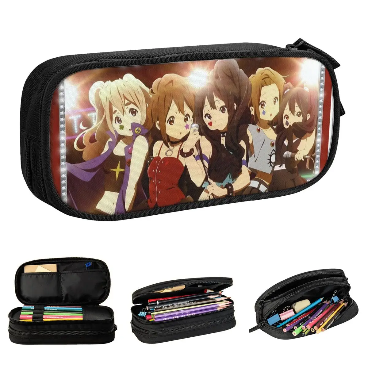 جميل K-الفتيات في أضواء K-on مقلمة مقلمة حامل قلم لفتاة صبي حقيبة تخزين كبيرة اللوازم المدرسية الهدايا القرطاسية