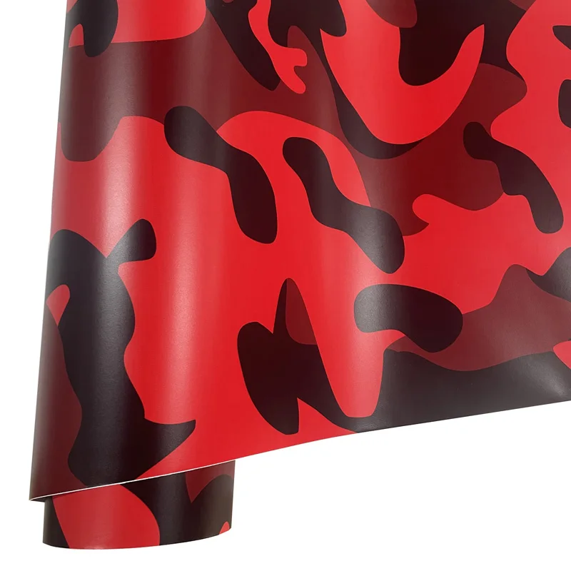 Premium Camouflage Black Red Vinyl Wrap Film Self Adhesive Car Decal Sticker Wrapping with Air Release Bubble Free view 4
