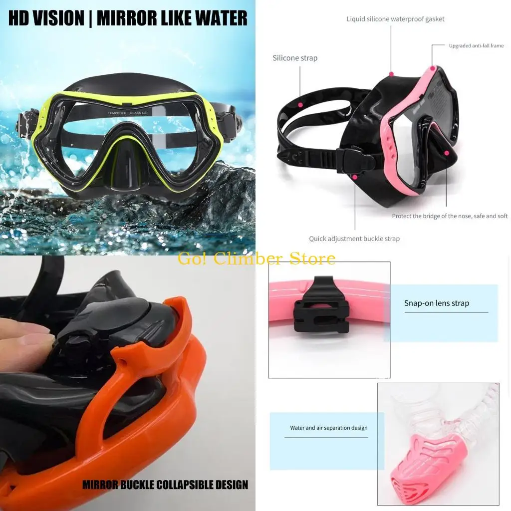 Q84C Wide Window Swimming Mask for Adults, Soft Face Skirt and Glass Lens Design for Vacation Water Days and Pool Use