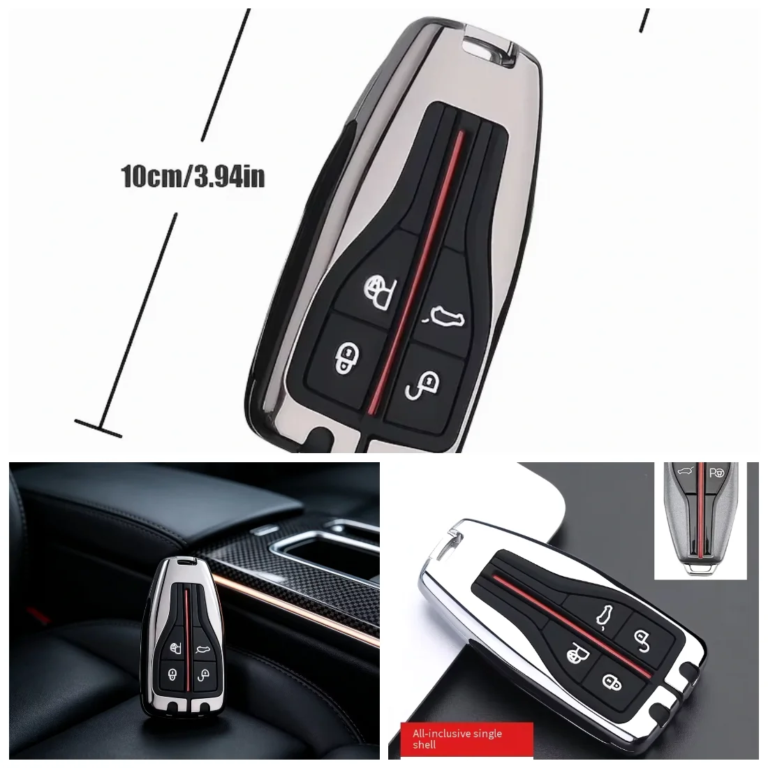 Car Key Case Full Cover Protective Shell Key Chain Buckle for Hongqi H9 HS5 HS7 Remote Key Accessories