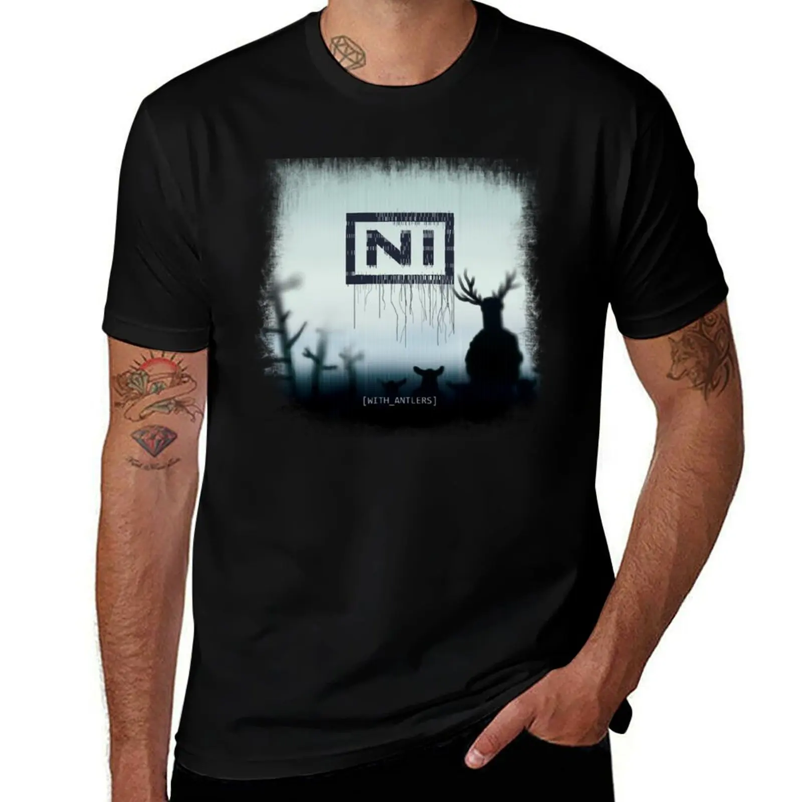 NI Knights with antlers album cover parody music lovers humor T-Shirt Casual Basic Street Style T-Shirt