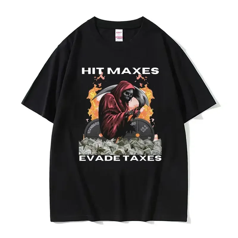 

Забавная Спортивная футболка с рисунком хитов Макса, evade, налоги, мем, жнец, Мужская модная Готическая крутая футболка, мужские винтажные футболки большого размера Y2K