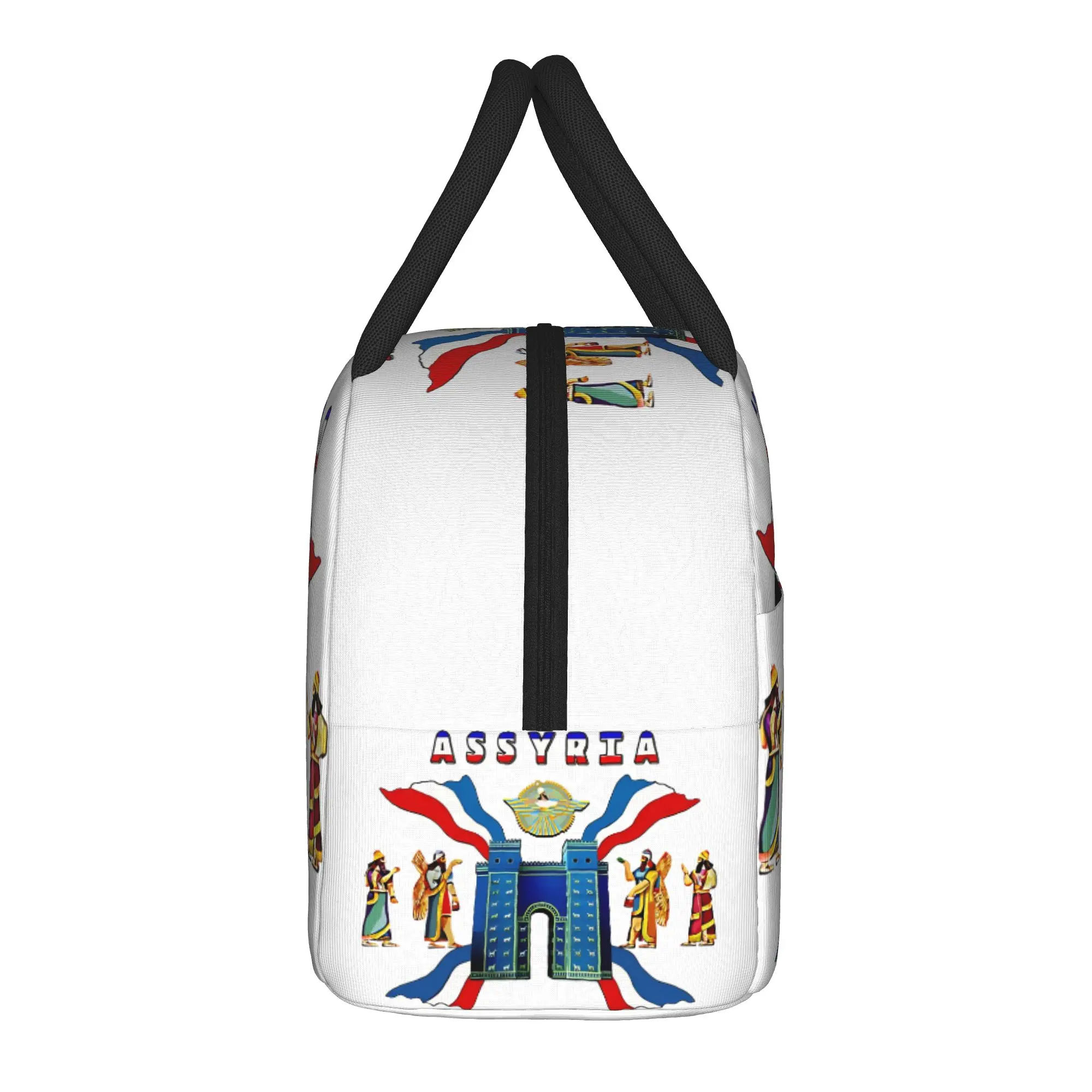 Assyrian Flag  Lunch Bag  Retro Lunch Box Office Portable Insulated Thermal Lunch Bags For Girls Oxford Graphic Cooler Bag