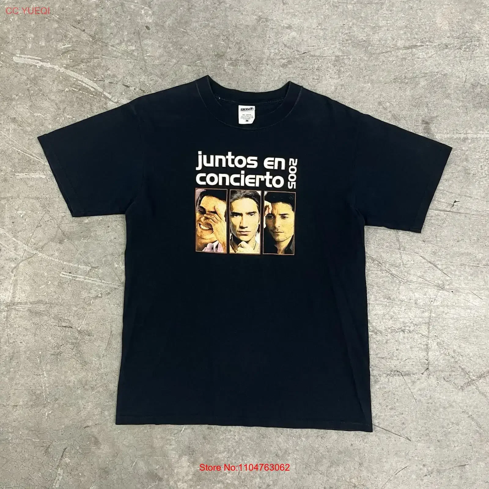 Camiseta Juntos En Concierto 2005 para hombre, talla M, con gráfico vintage lavado de Marc Anthony, Chayanne y Alejandro Férmez, estilo ligeramente masculino.