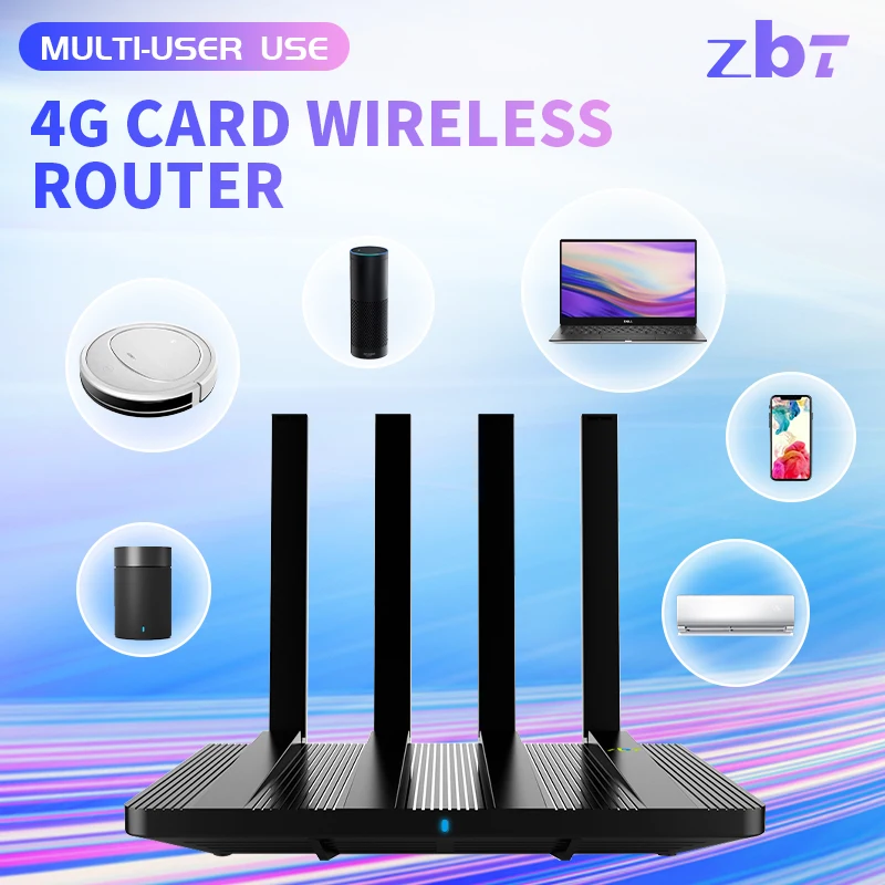 ZCustom exhaus- Routeur WiFi 4G epiCard 300M 1200Mbps Home Hotspot 2.4ghz 5ghz Wi-Fi Roteador 2 * LAN NL668-EAU Modem 4 * Antenne pour l\'Europe