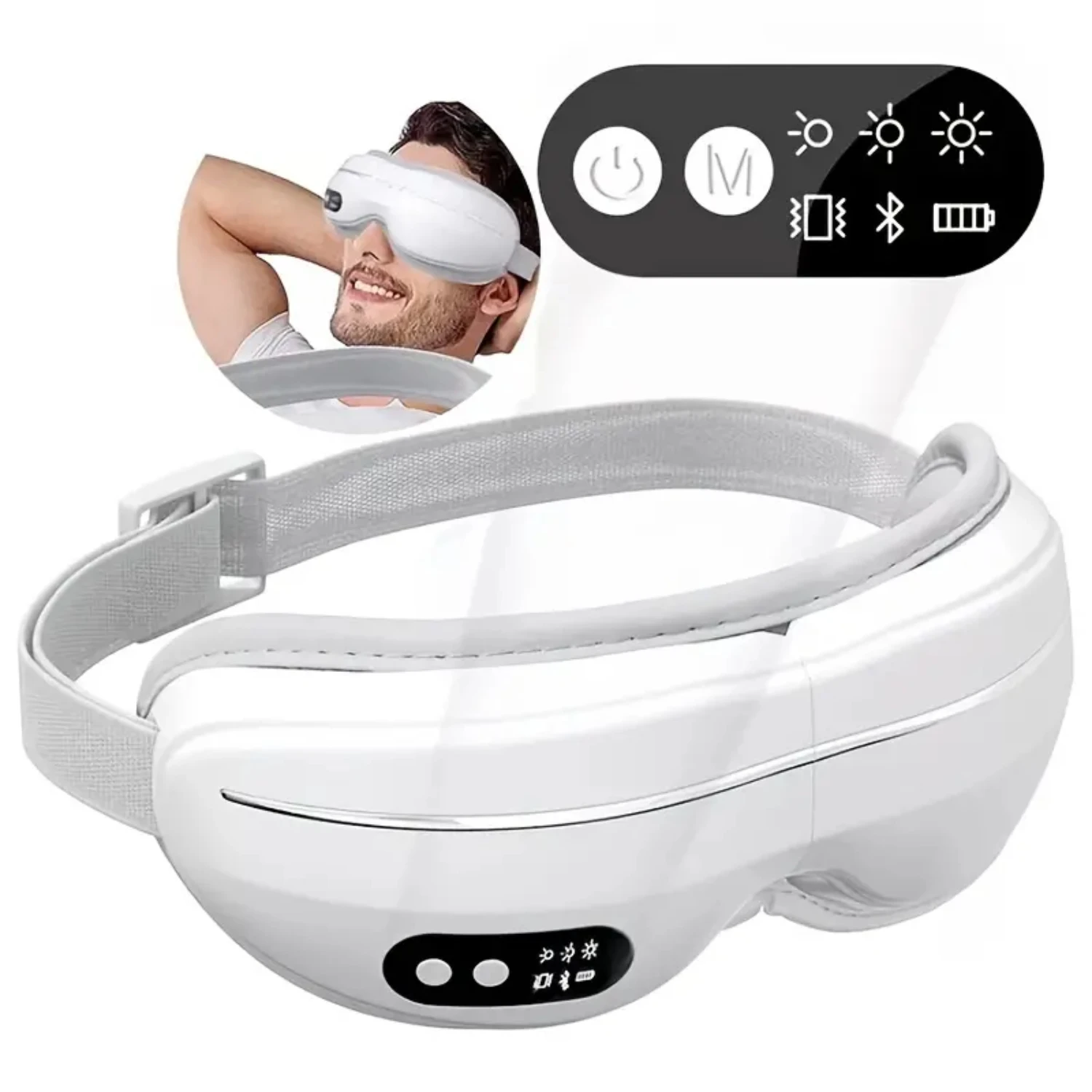 KKylin Eye Massager - Wireless Bluetooth Heated Eye Mask with Heat Function, Music Therapy for Migraines Relief, Relaxation, Eye