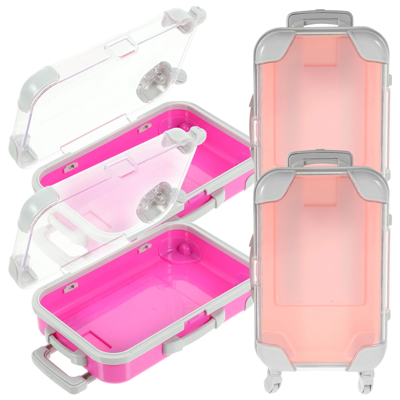 

4pcs Simulation Mini False Eyelashes Trolley Suitcase Makeup Eyelash Box Storage Box Travel Makeup Carrying Case