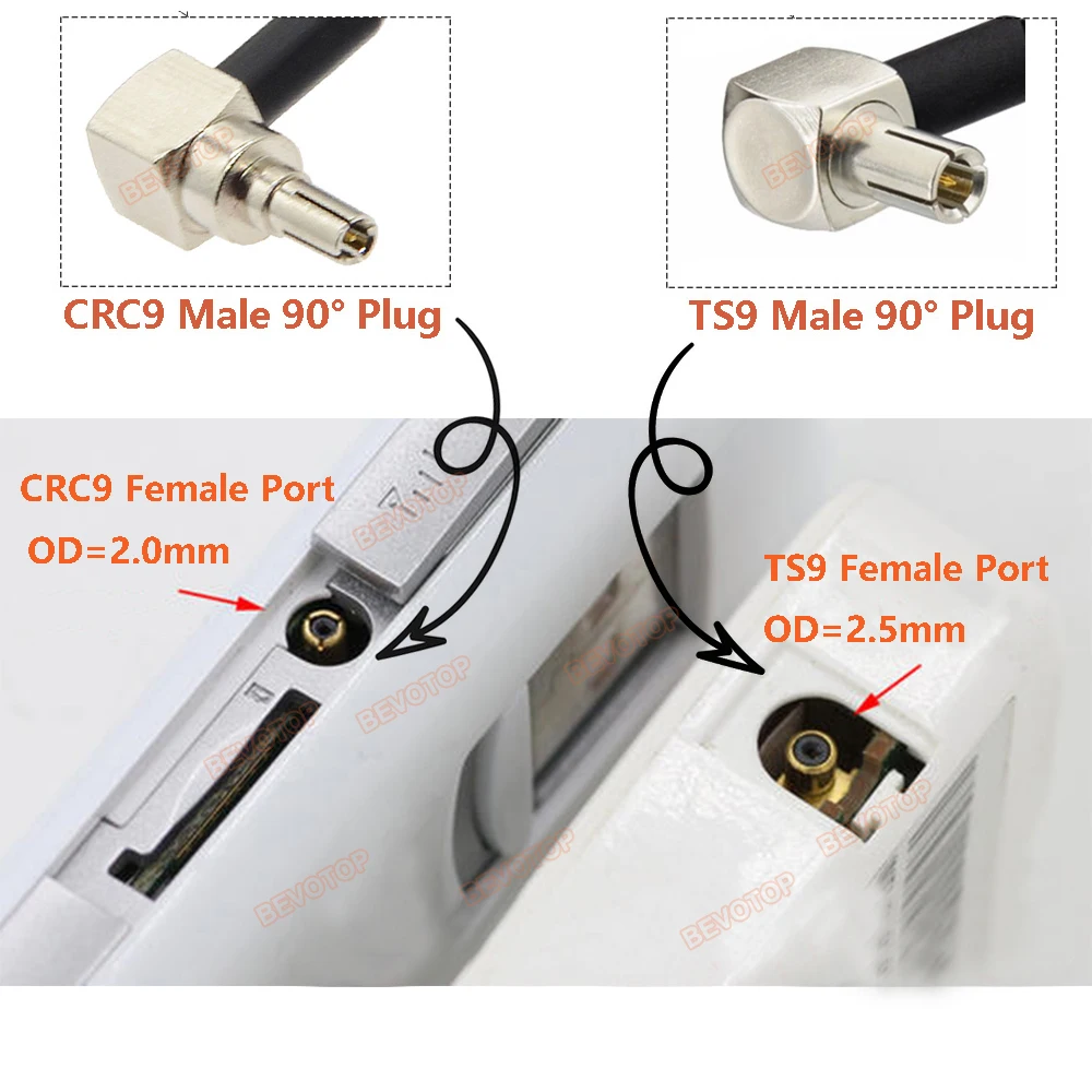 F to TS9 Splitter Cable F Female to 2x TS9 Male Right Angle 90° Plug Y Type Splitter Combiner RG174 Pigtail Jumper 10CM to 2M