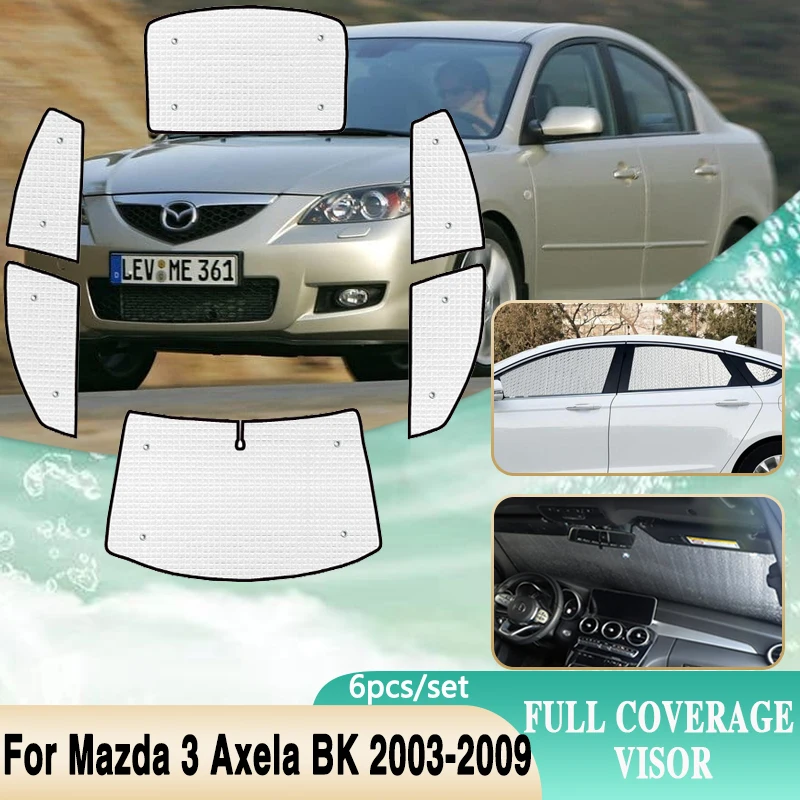 Full Cover Sunshades For Mazda 3 BK Axela 2003~2009 Windshield Windows Sun Protection Visor Car Accessories 2004 2005 2006 2007