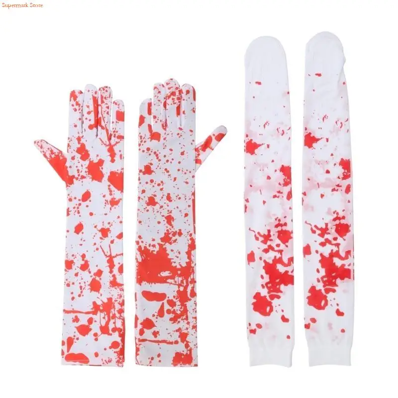 Q5WE 2PCS/3PCS/4PCS Women Bloody Tablecloth with Apron&stocking&gloves Halloween Cosplay Prom Party Supplies for Ladies