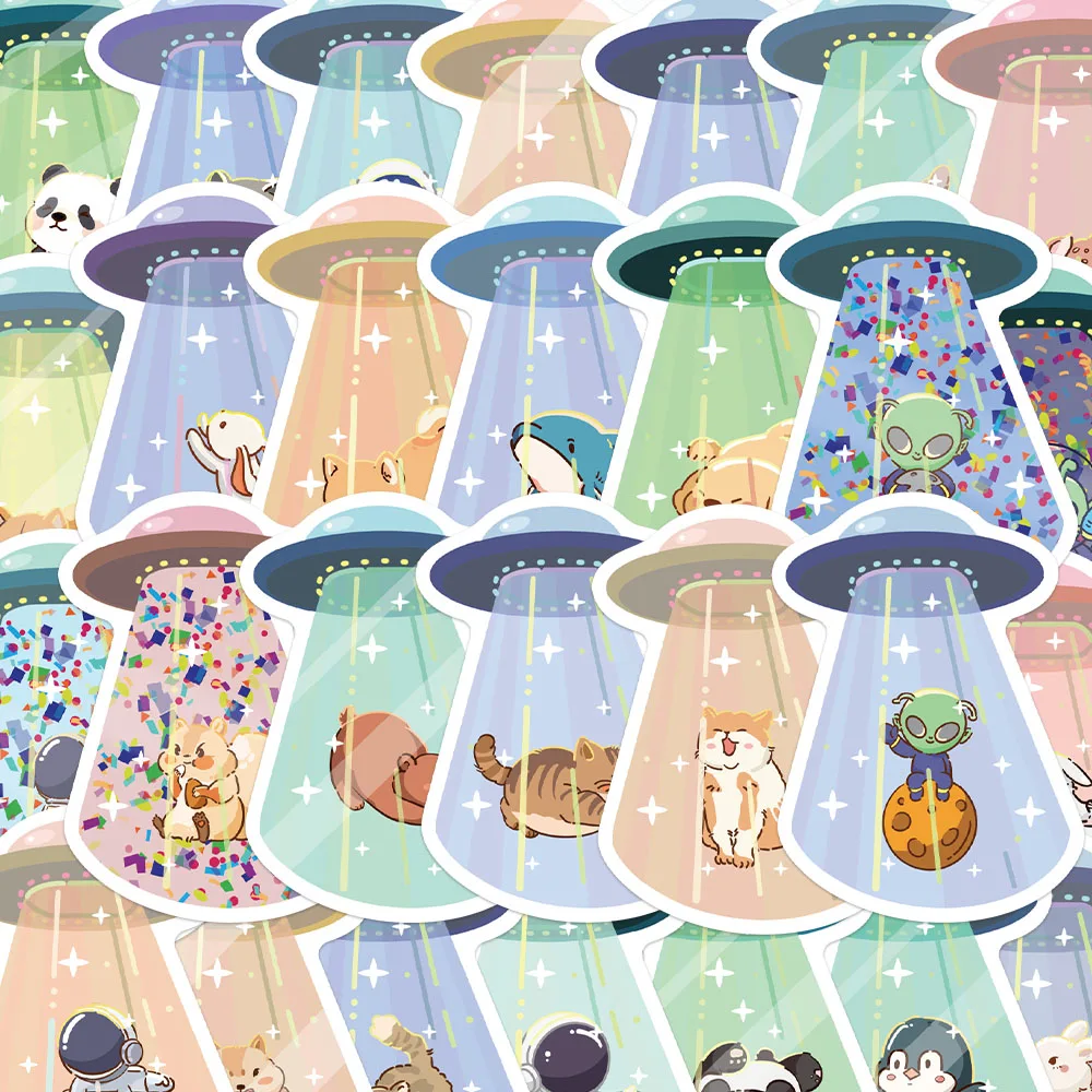 

50PCS Friends Kidnapped By UFO Stickers Cute Animals Decals For Refrigerator Laptop Scrapbook Skateboards Cartoon Toy Stickers