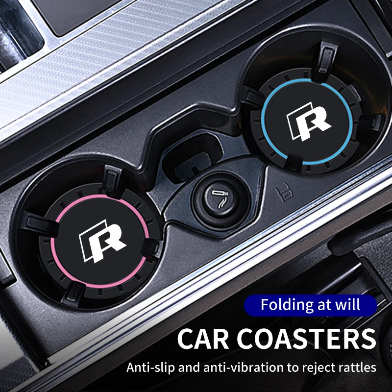 2pcs Car Silicone Non-slip Water Coaster Cup Holder Bottle Mats For VW R Scirocco Jetta Beetle Golf Passat Tiguan Sharan Touran
