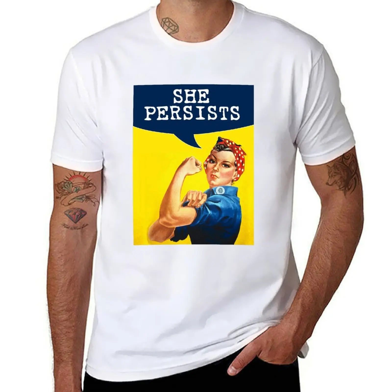 

She Persists - Rosie the Riveter T-Shirt t shirts designer man t shirt luxury T-Shirt