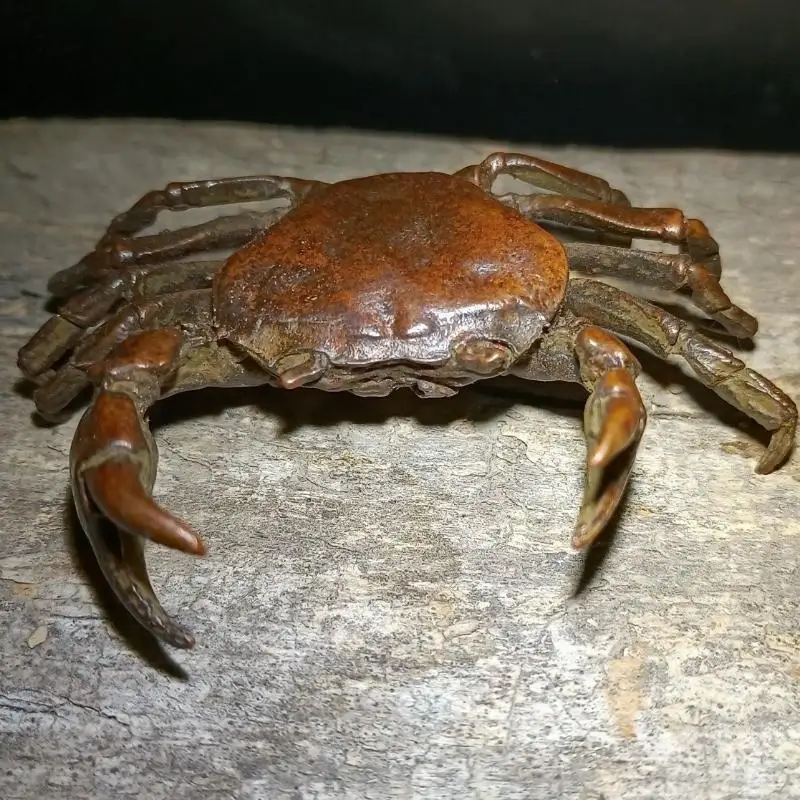 ✰✪1Pcs Miniature Tea Pet Ornament Vintage Crab Simulation Animal Model Statue Figurine Antique Metal Crafts Desk Decoration