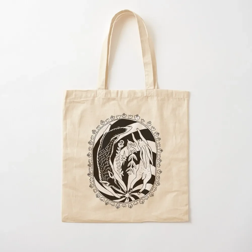 Fox and Hare Spiral Tote Bag ecological bags tote bags aesthetic Tote Bag