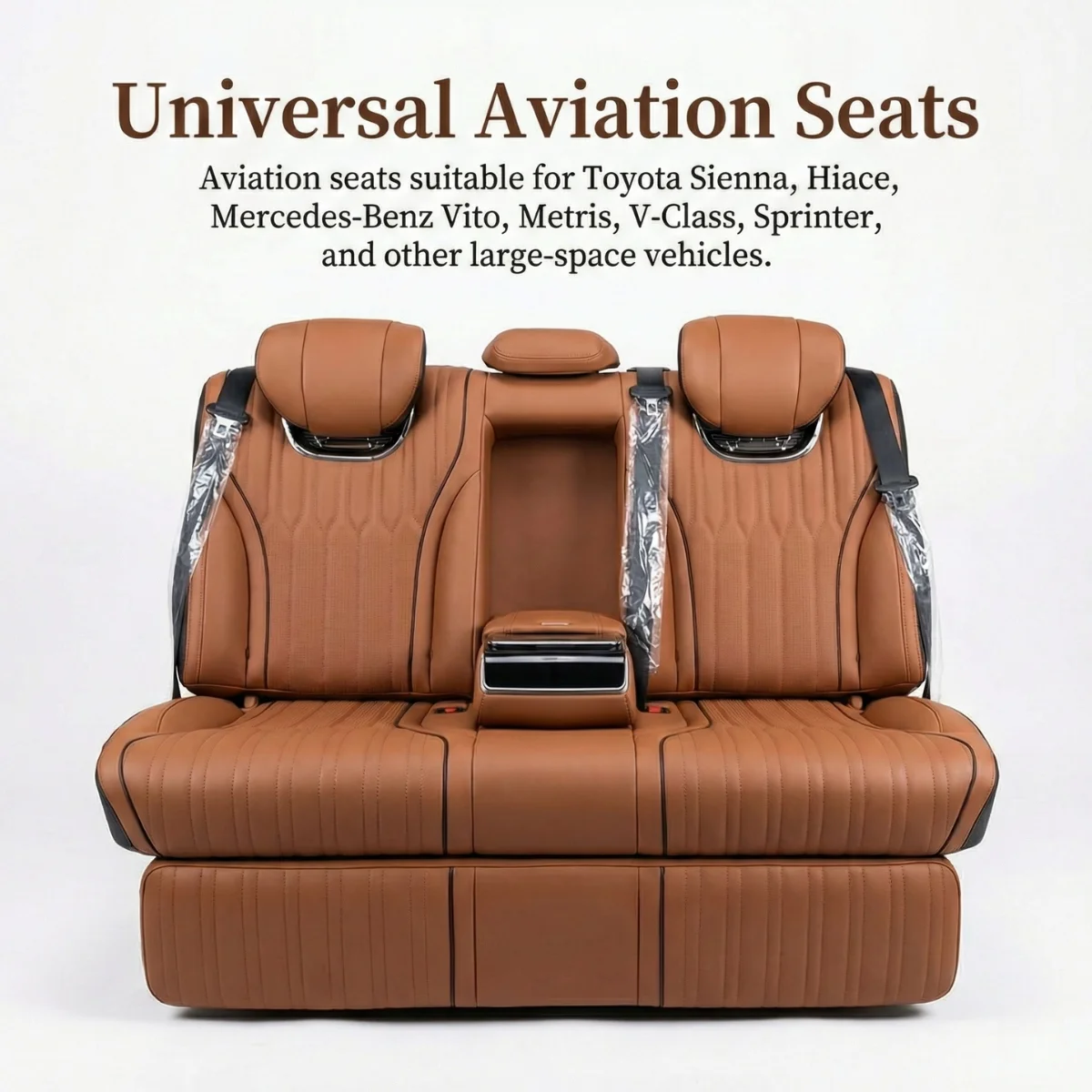 CARRIDE Universal Aviation Sofa Bed Seat MPV Van Luxury Leather Flat Reclining Sleeping Aero Seat HiAce Vito Compatible