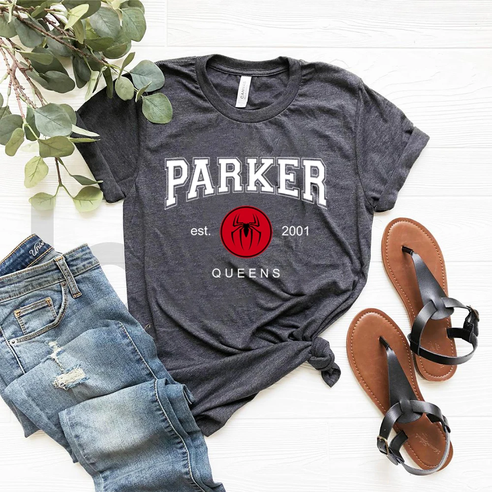 Women Peter Parker T-shirt Parker Est 2001 Tom Holland Shirt Superhero Movie Inspired Tees Unisex Vintage Graphic Tee Casual Top