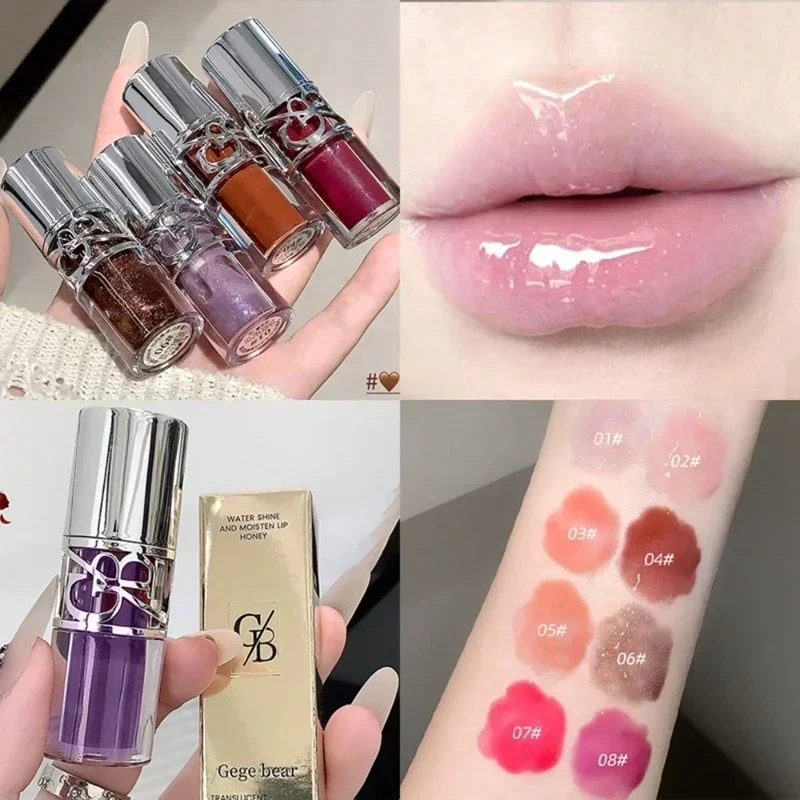 Transparent Moisturizing Lip Gloss Hydrating Drying Lips Mirror Lipstick Makeup Crystal Lip Oil Mirror Lip Glaze Tinted Plumper