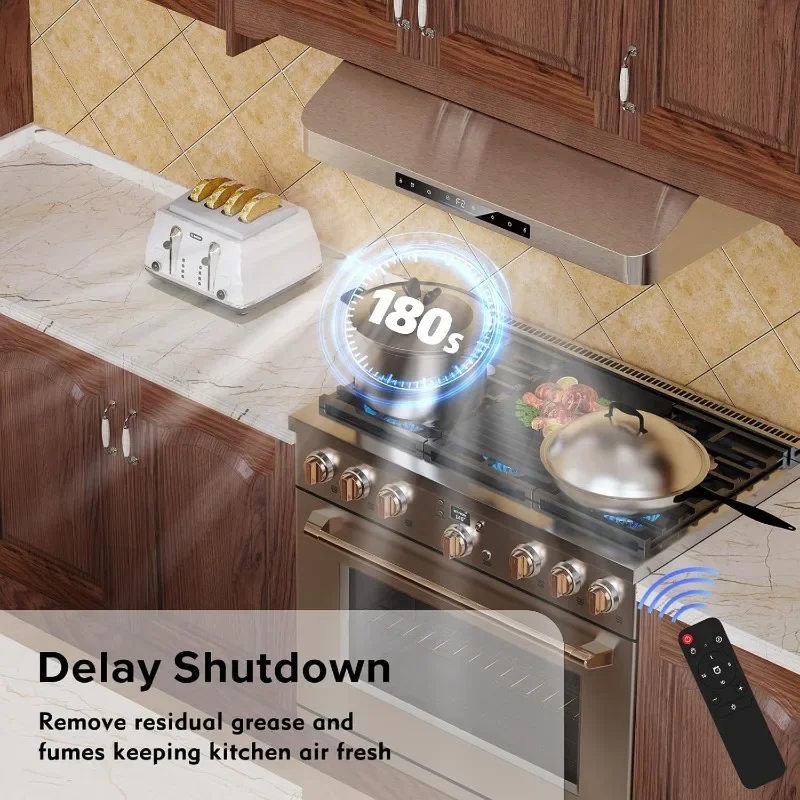Under Cabinet Range Hood 30 Inch,900 CFM Stainless Steel with 4 Speed Exhaust Fan Gesture Sensing/Touch/Remote Control