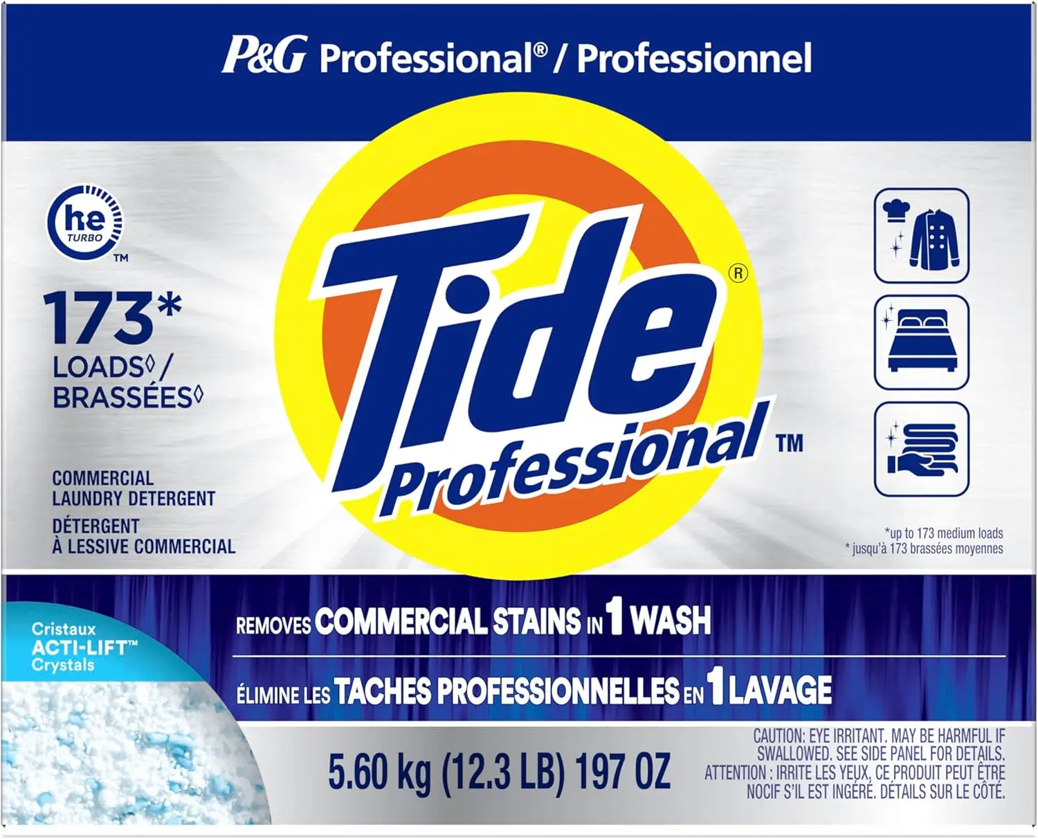 

Commercial Laundry Detergent Powder, 155-173 Loads, 197 oz, Ideal for Business Use