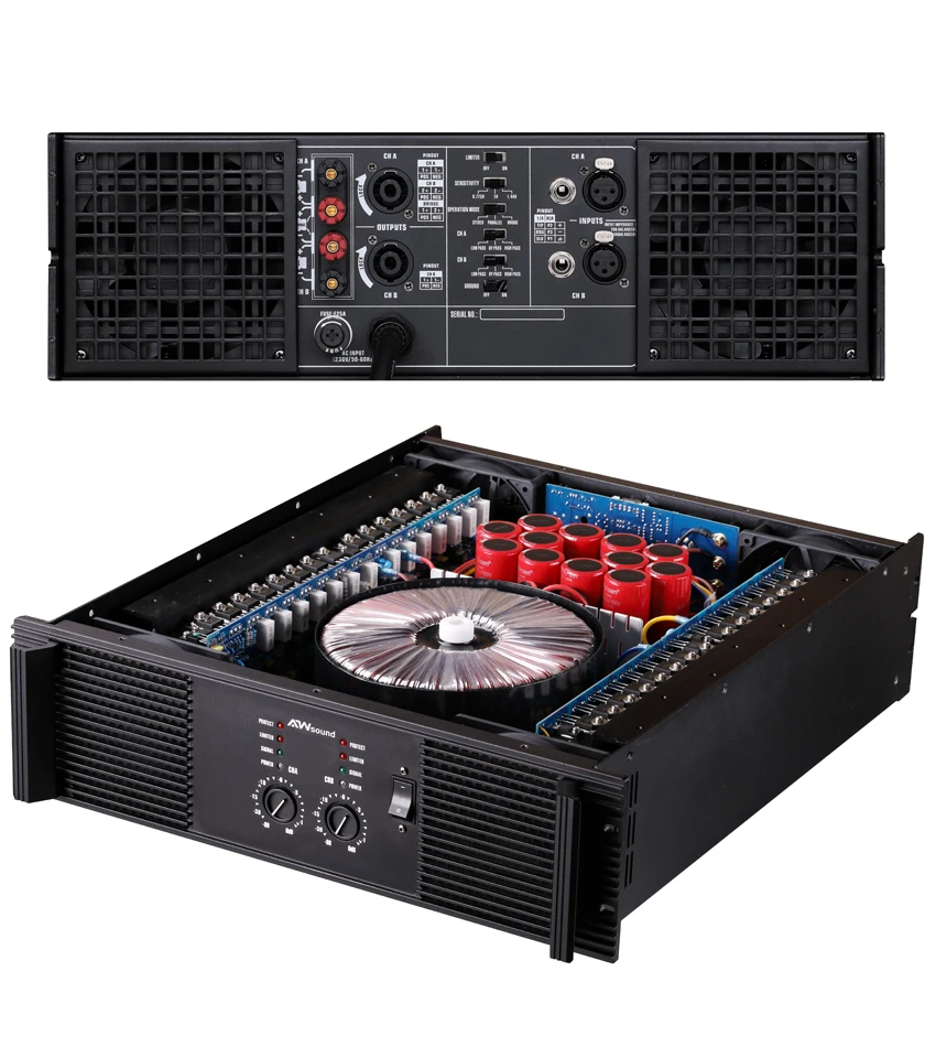 New Design 3U 2 Channel Big Power Amplifier MT1601 1300w Copper Transformer Power Amplifier For KTV Outdoor Event