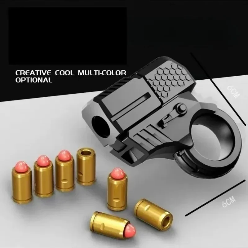 Mini Alloy Finger Ring Pistol Model Shell Eject Soft Bullet Toy Gun Golden Finger Blaster Decompression Toy For Boys JJ4797