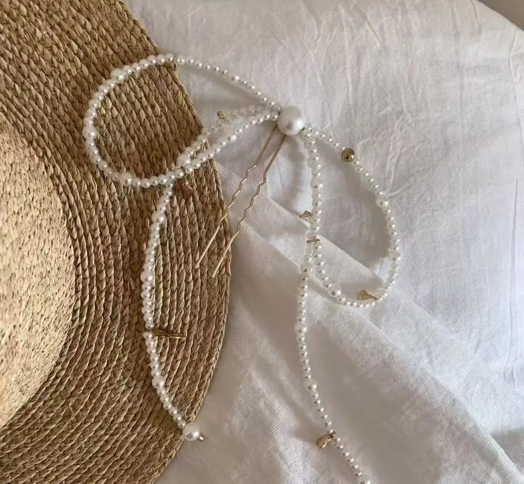 

Pearl Bow Ribbon Hairpins Pins Hair Clip Women Girls U Shape Hair Sticks Hairgrips Sweet Hair Accessories Fashion Jewelry