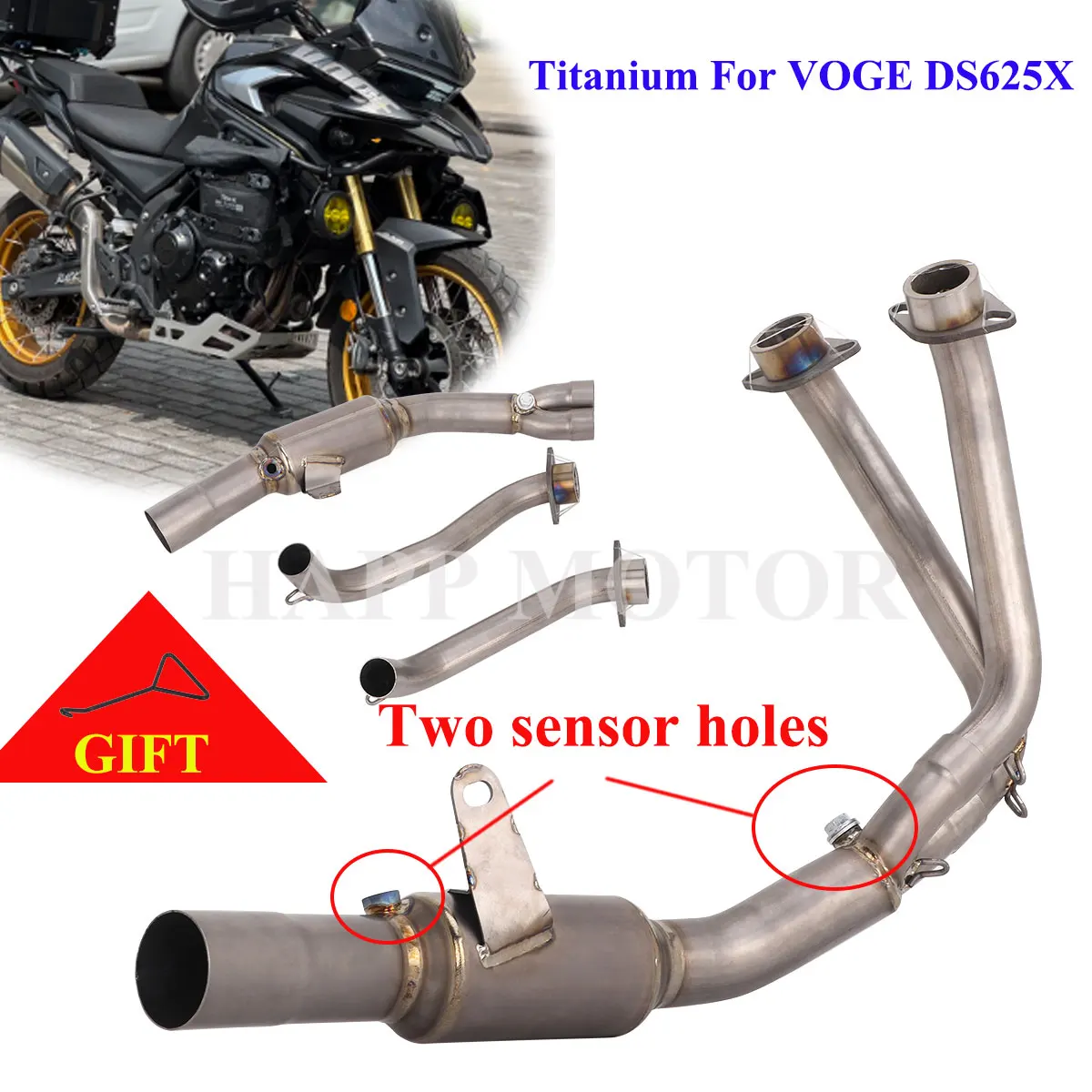 

Titanium For VOGE DS625X DS625 Motorcycle Exhaust Front Link Pipe Slip On Voge Exhaust