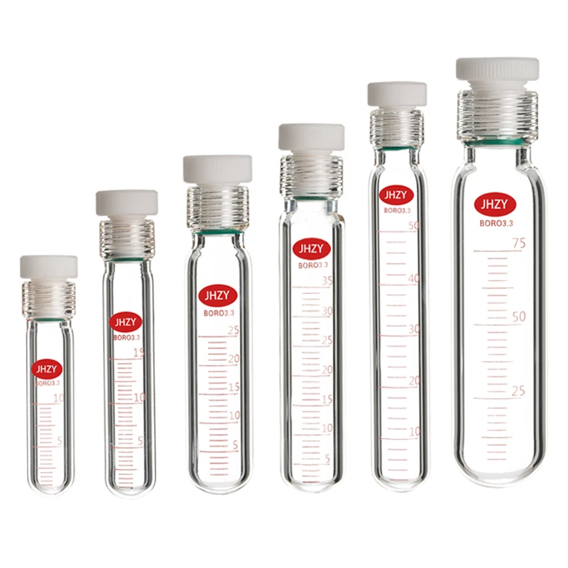 Thick Wall Pressure Bottle, Screw Mouth Pressure Bottle, PTFE Plug Reaction Test Tube 10/15/25/35/50/75/100/150/250/350