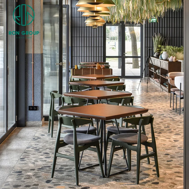 

custom.Custom Pizza Bakery Coffee Tea Shop Commercial Oak African Wood square Hospitality Cafe Restaurant Furniture Table and